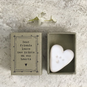 East of India Best Friends Leave paw prints on our Hearts Matchbox Token - More Than Just a Gift | Narborough Hall