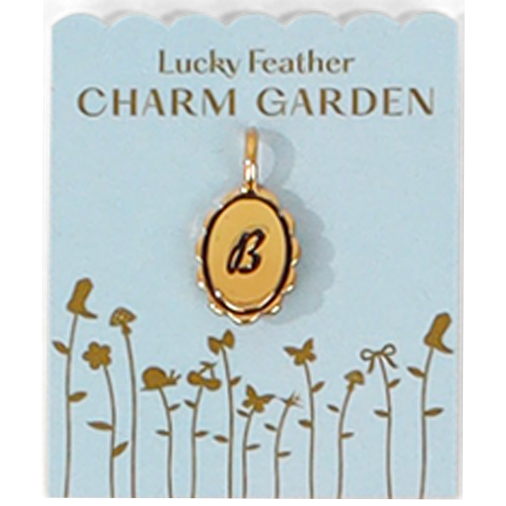 Lucky Feather - Charm Garden - Scalloped Initial Charm - Gold - B