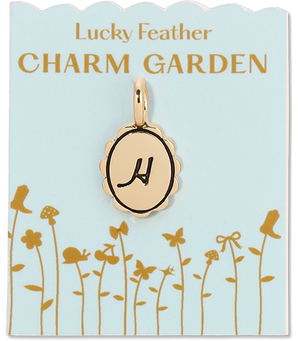 Lucky Feather - Charm Garden - Scalloped Initial Charm - Gold - H