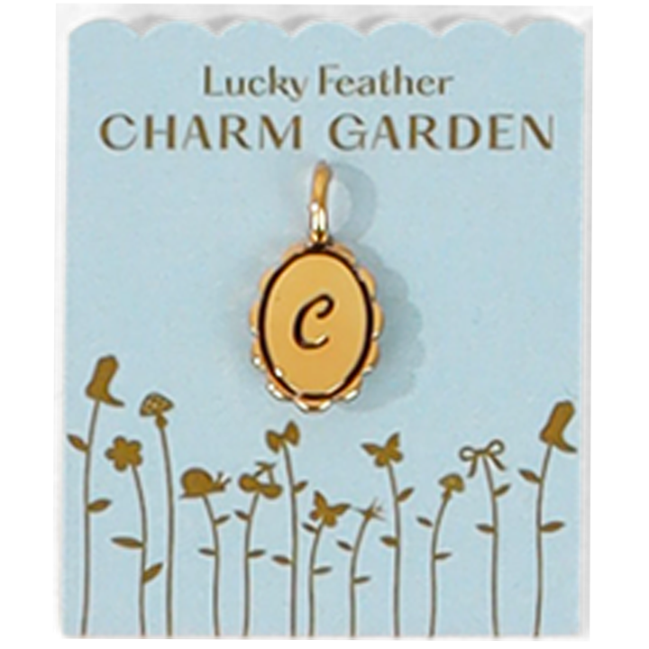 Lucky Feather - Charm Garden - Scalloped Initial Charm - Gold - C
