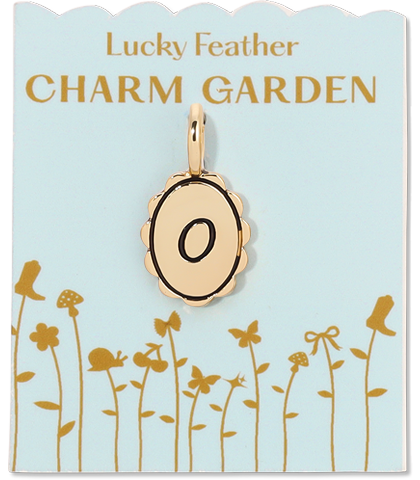 Lucky Feather - Charm Garden - Scalloped Initial Charm - Gold - O