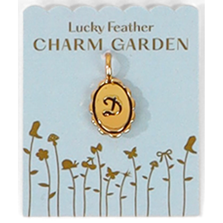 Lucky Feather - Charm Garden - Scalloped Initial Charm - Gold - D