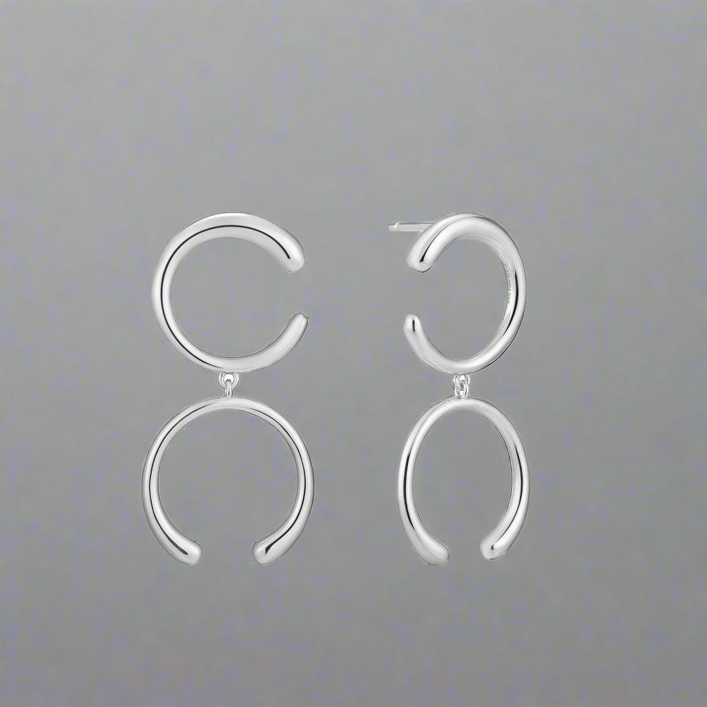 Sterling Silver Silver Luxe Double Curve Earrings