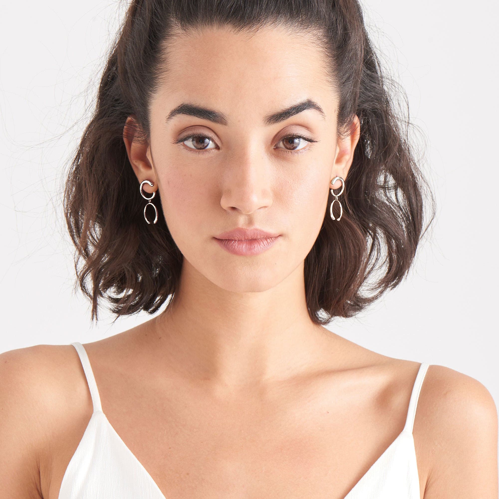 Sterling Silver Silver Luxe Double Curve Earrings