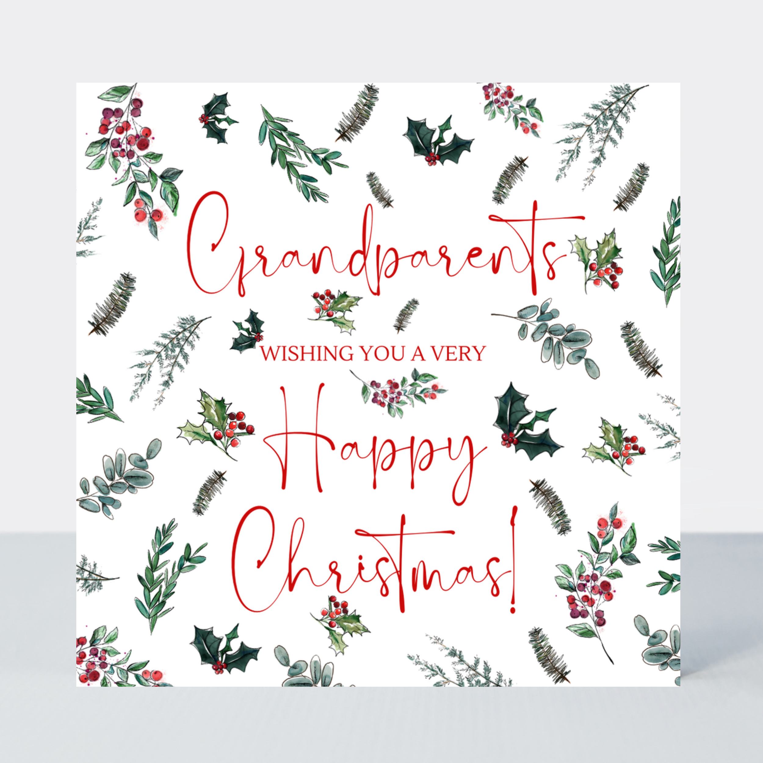 Evergreen Grandparents Happy Christmas Card
