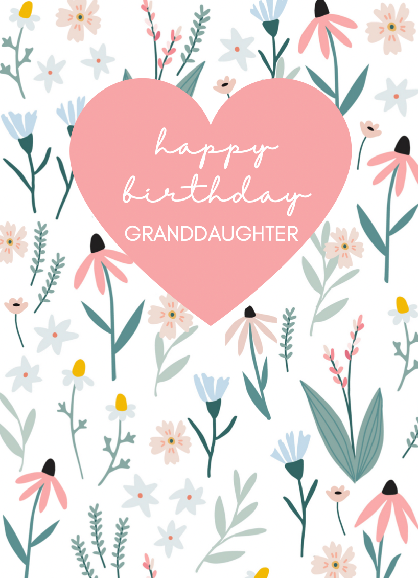 Fleur Scattered Flowers Granddaughter Birthday Card