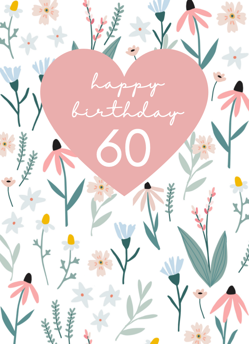 Fleur Scattered Flowers 60th Birthday Card