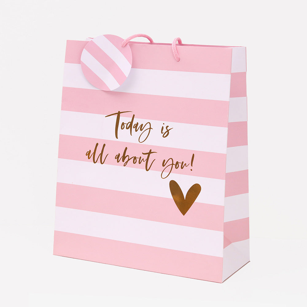 Belly Button Portrait Gift Bag Pink Stripe