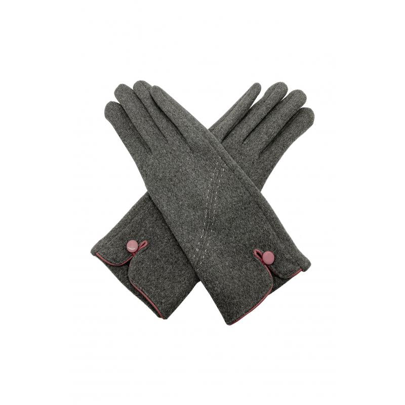 Thermal Felt Gloves with Stitch & Button detail - Grey