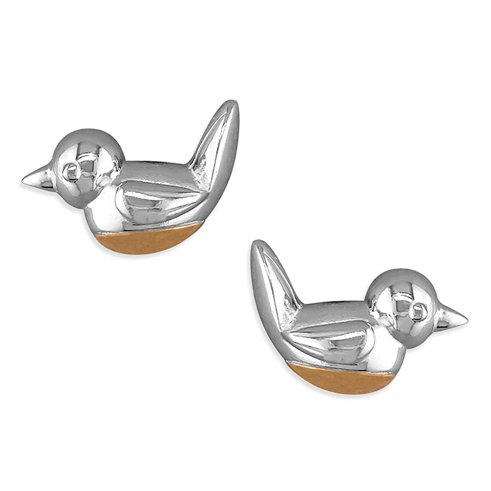 Sterling Silver and Rose Gold Robin Earrings
