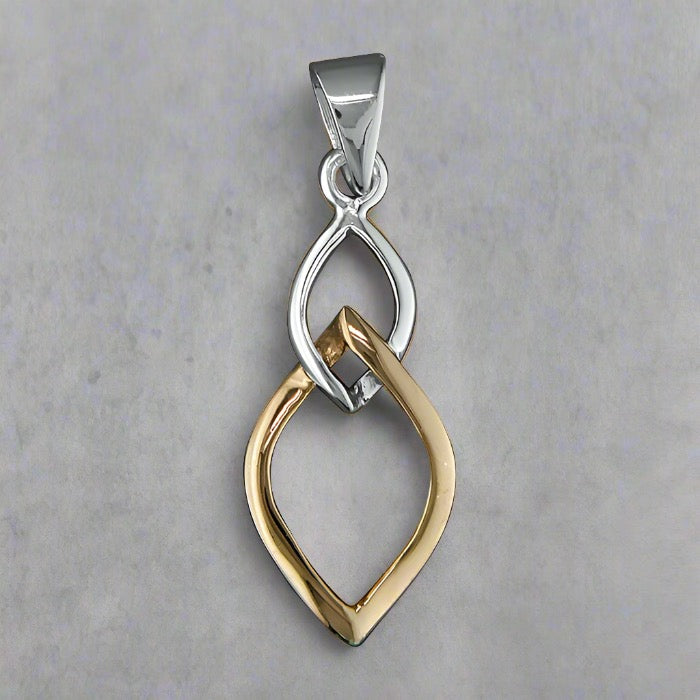 Sterling Silver Two Tone Leaf Outline Necklace