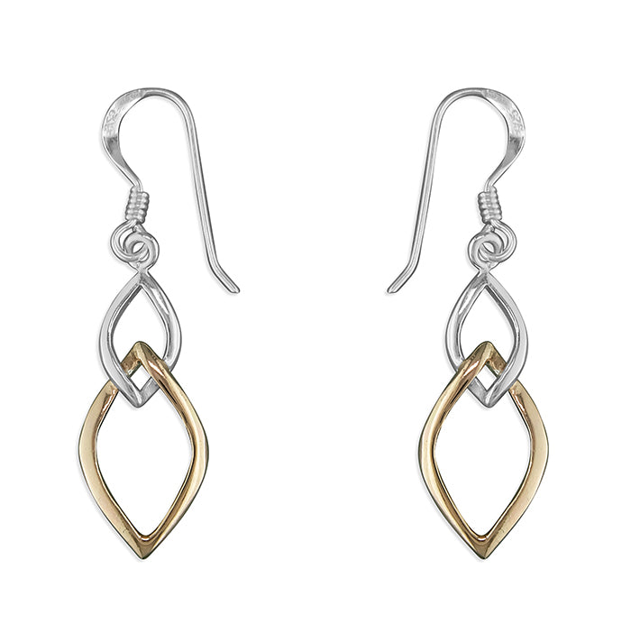 Sterling Silver & Rose Gold Interlocking Drop Earrings