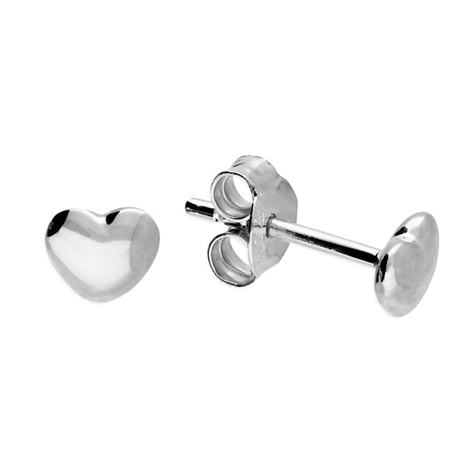 Sterling Silver Small Heart Stud Earrings