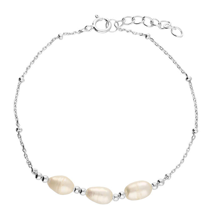 Sterling Silver Trio Pearl Beaded Bracelet