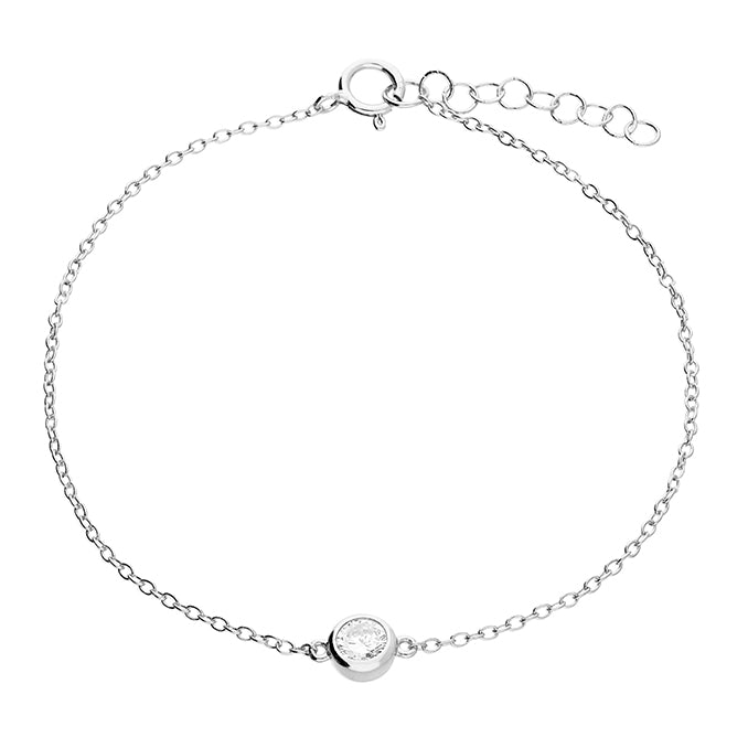 Sterling Silver Single Crystal Bracelet
