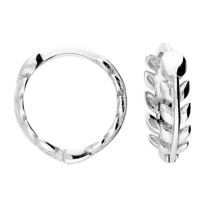 Iris & Miel Sterling Silver Leaf Huggie Hoop Earrings