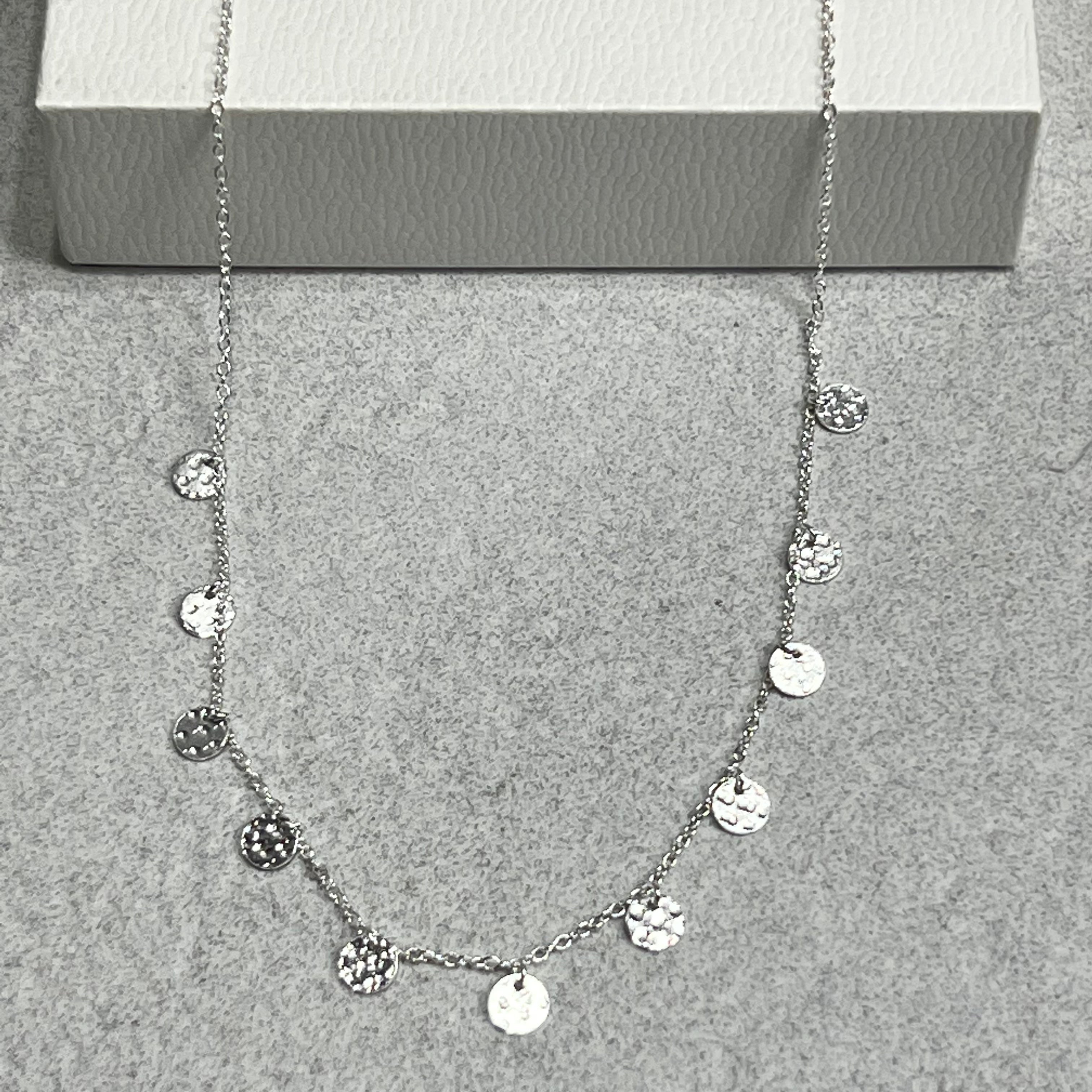 Sterling Silver Textured Discs Necklace