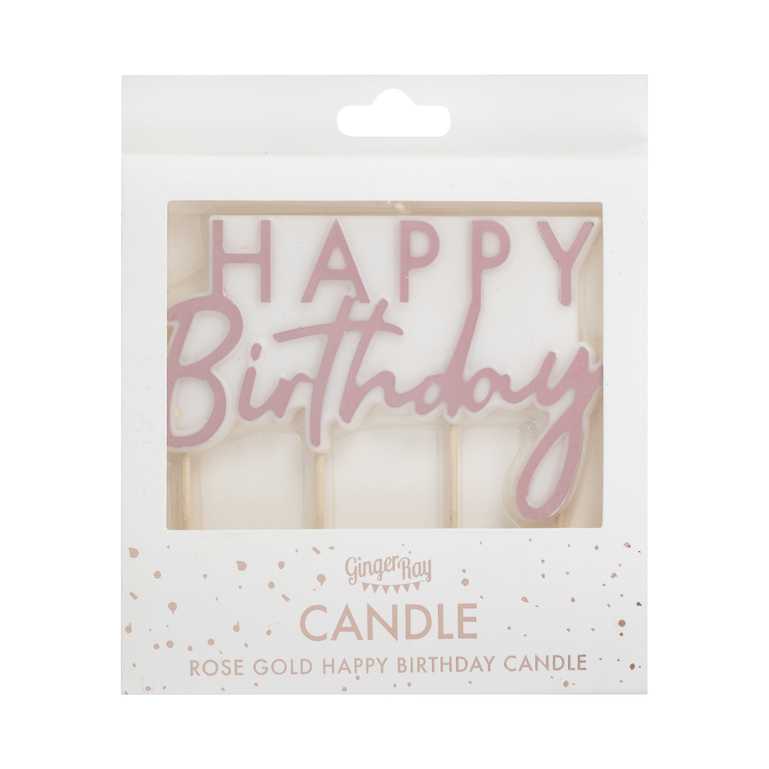 Rose Gold Happy Birthday Candle