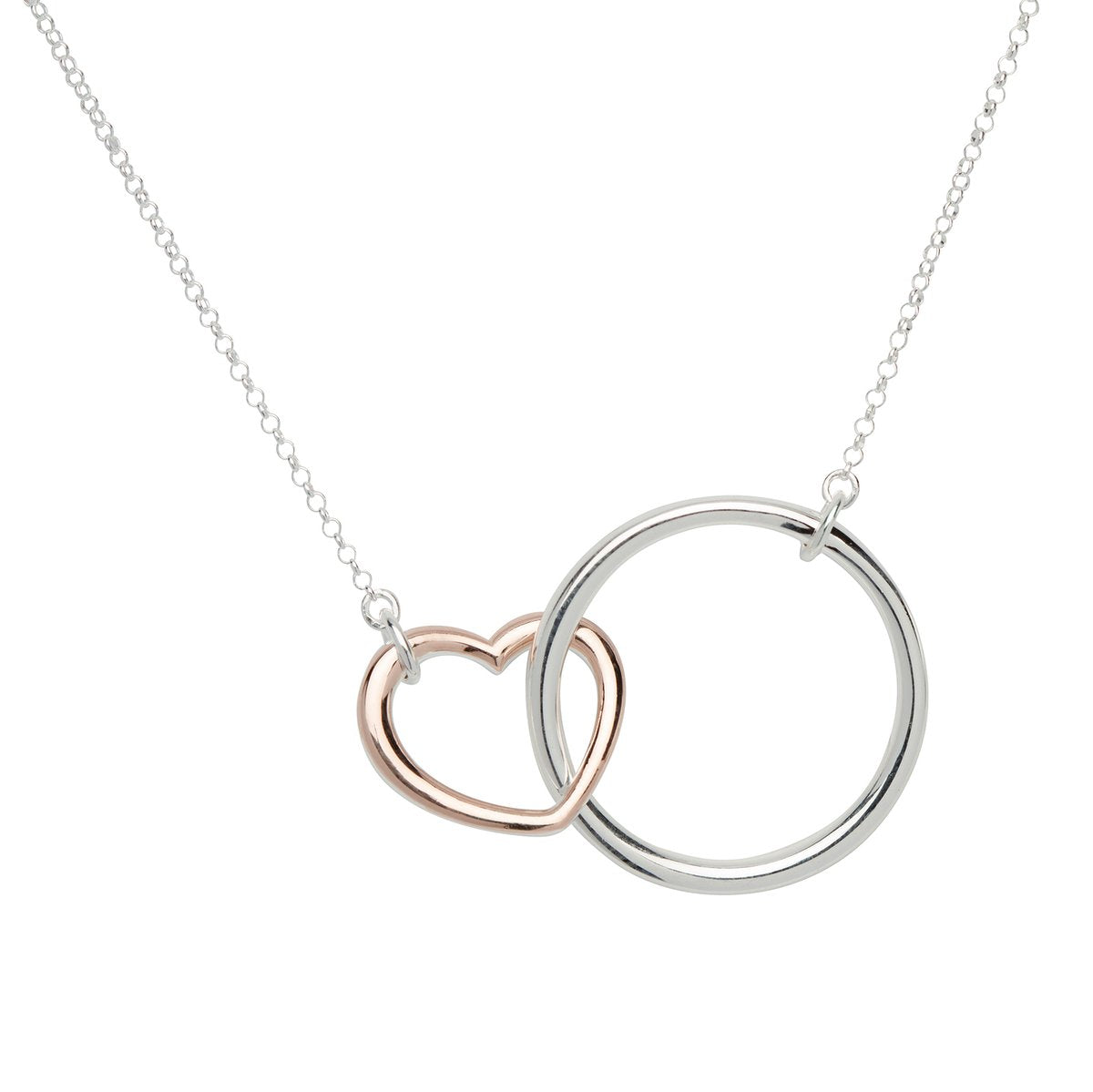 Unique Silver RG Circle & Heart Necklace