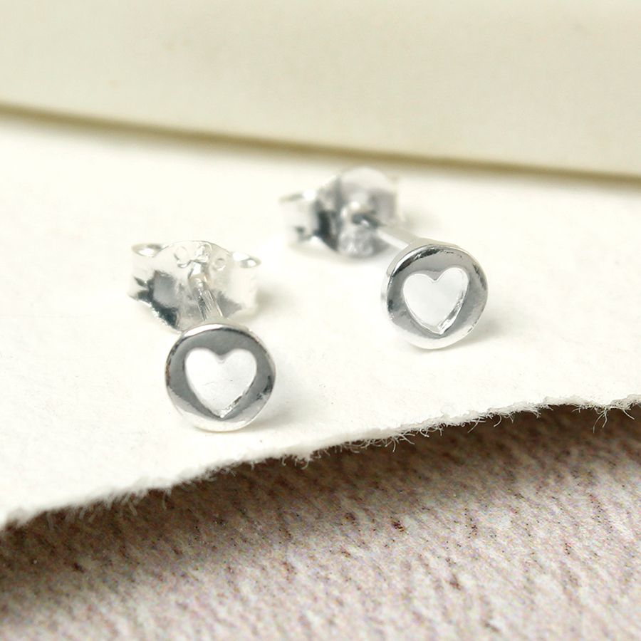 Sterling Silver Cut-Out Heart Stud Earrings