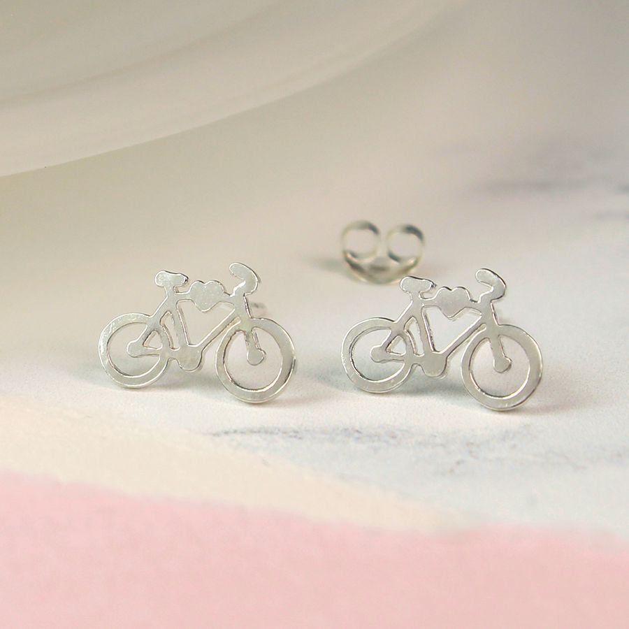 POM Silver Bike Stud Earrings