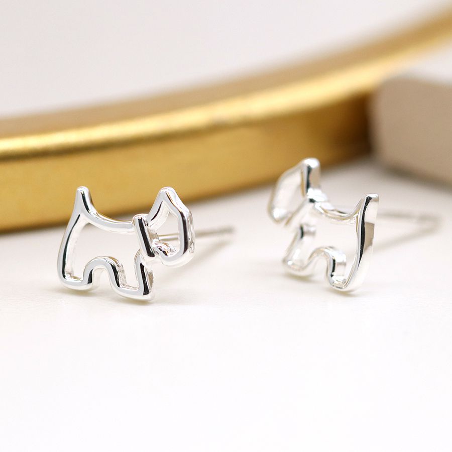 POM Sterling Silver Scottie Dog Stud Earrings