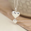 POM Sterling Silver Double Hanging Heart Necklace