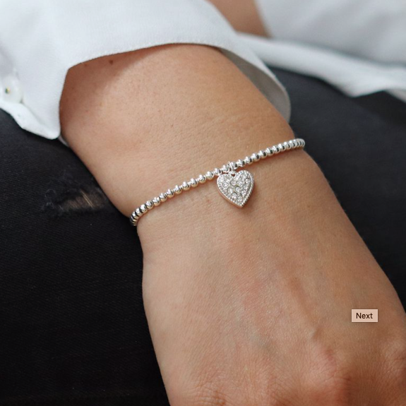 POM Silver Plated Bracelet with Crystal Inset Heart