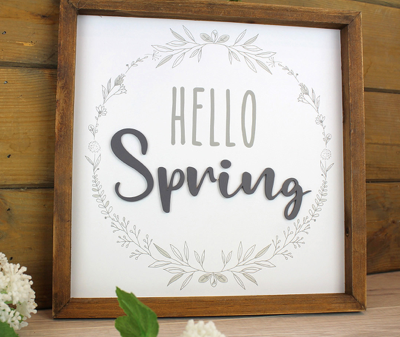 Hello Spring Wooden Plaque