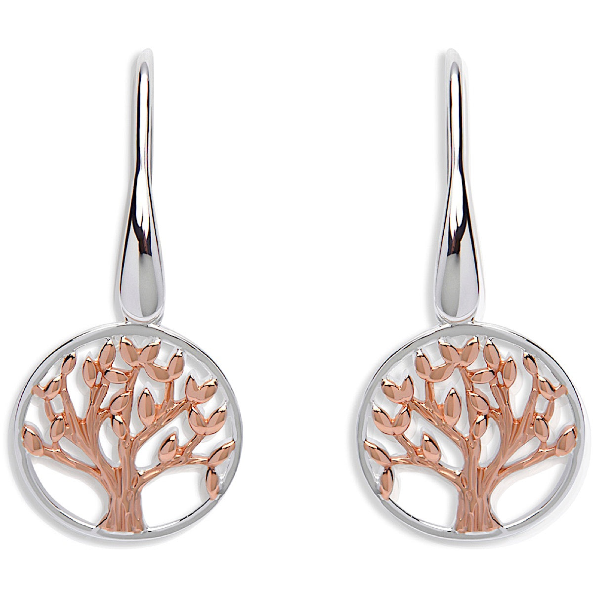 Unique & Co Sterling Silver and Rose Gold Tree Earrings