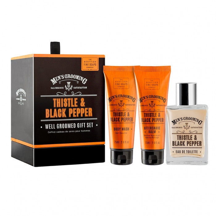 Thistle and Black Pepper Mens Grooming Well Groomed Gift Set