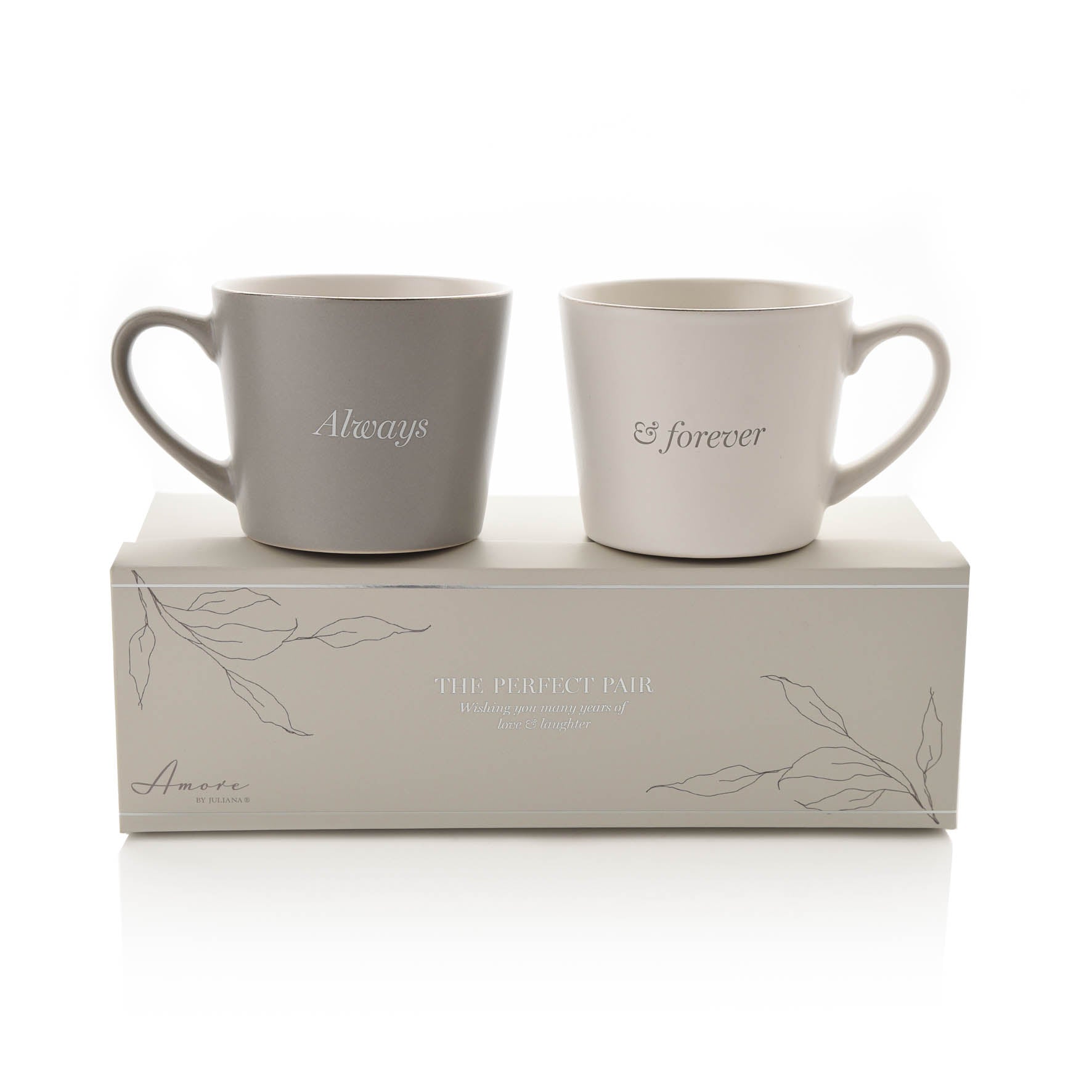 Amore Set Of 2 Grey & White Mugs - Always & Forever - More Than Just a Gift | Narborough Hall