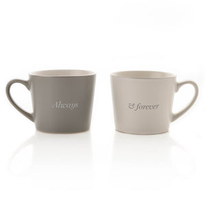 Amore Set Of 2 Grey & White Mugs - Always & Forever - More Than Just a Gift | Narborough Hall
