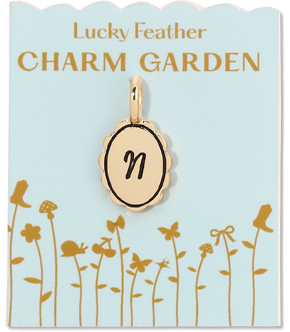 Lucky Feather - Charm Garden - Scalloped Initial Charm - Gold - N