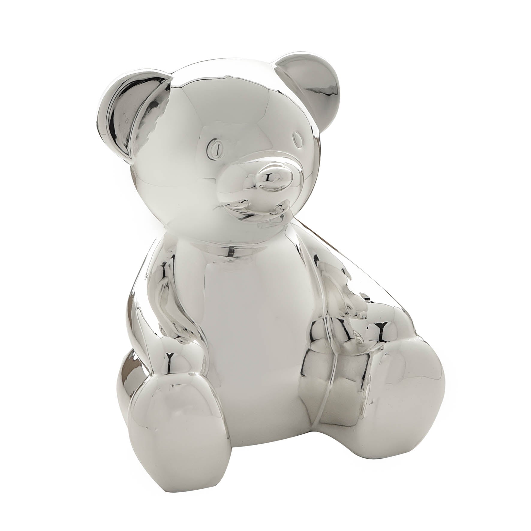 Bambino Silver Plated Money Box - Teddy Large