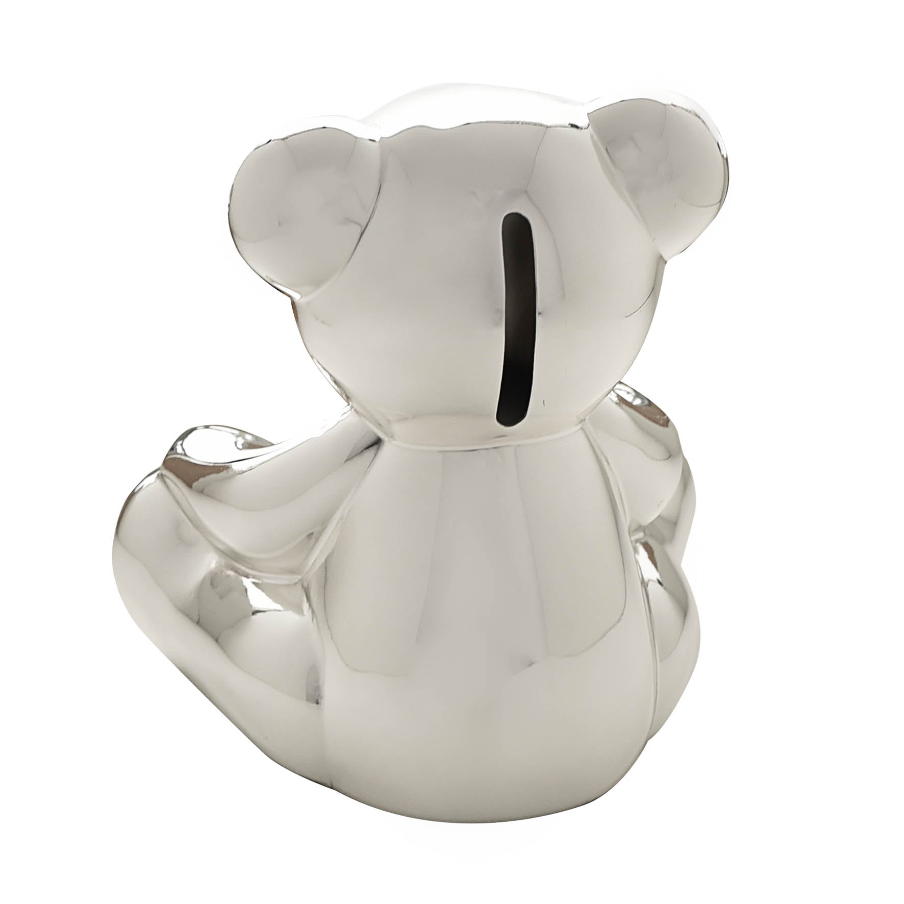 Bambino Silver Plated Money Box - Teddy Large