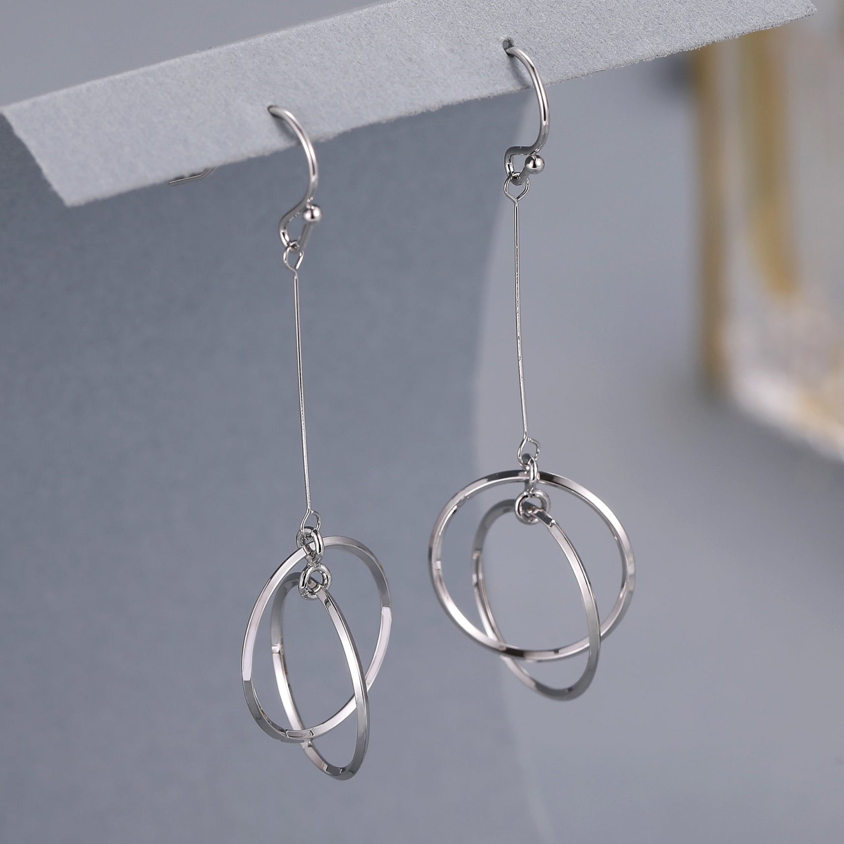 Silver Circular Drop Earrings