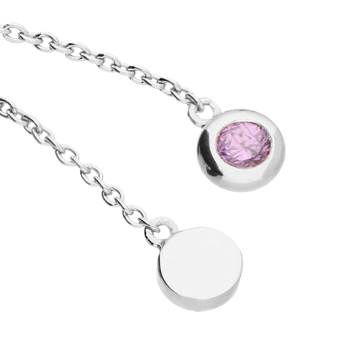 Sterling Silver Amethyst Cubic Zirconia Slider Bracelet