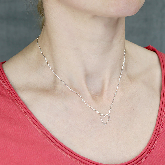 Sterling Silver Delicate Open Heart Necklace