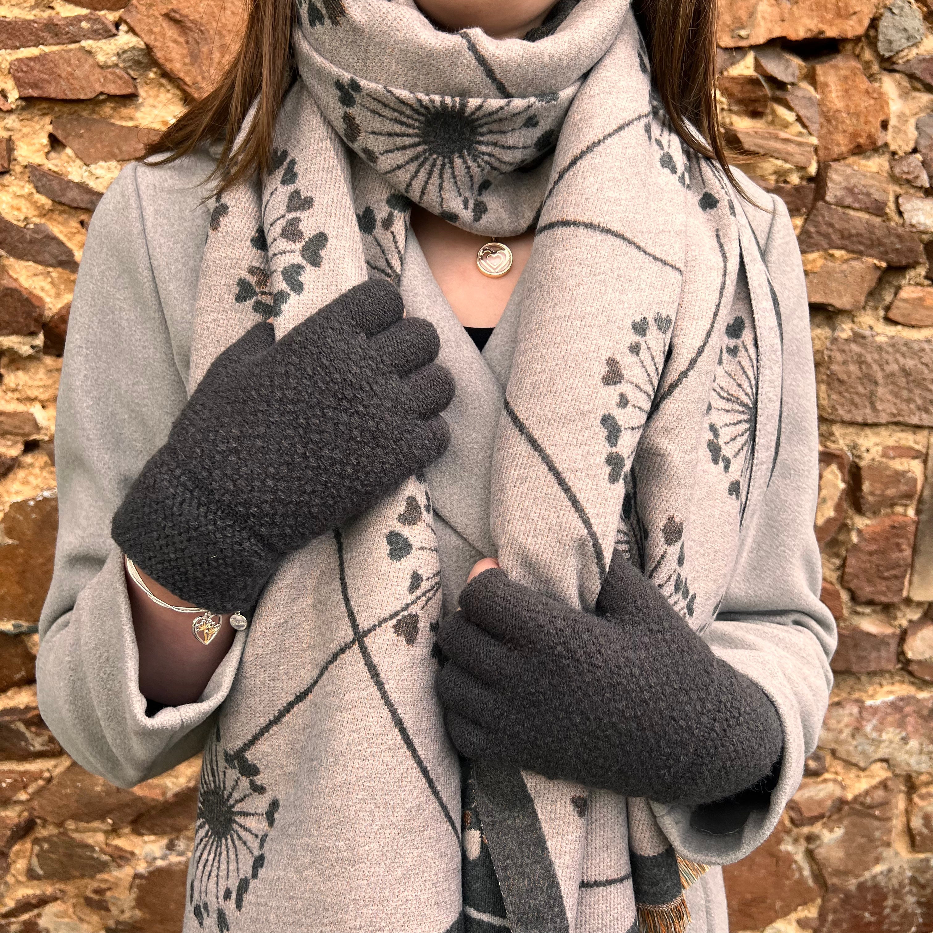 Rose Grey Dandelion Scarf