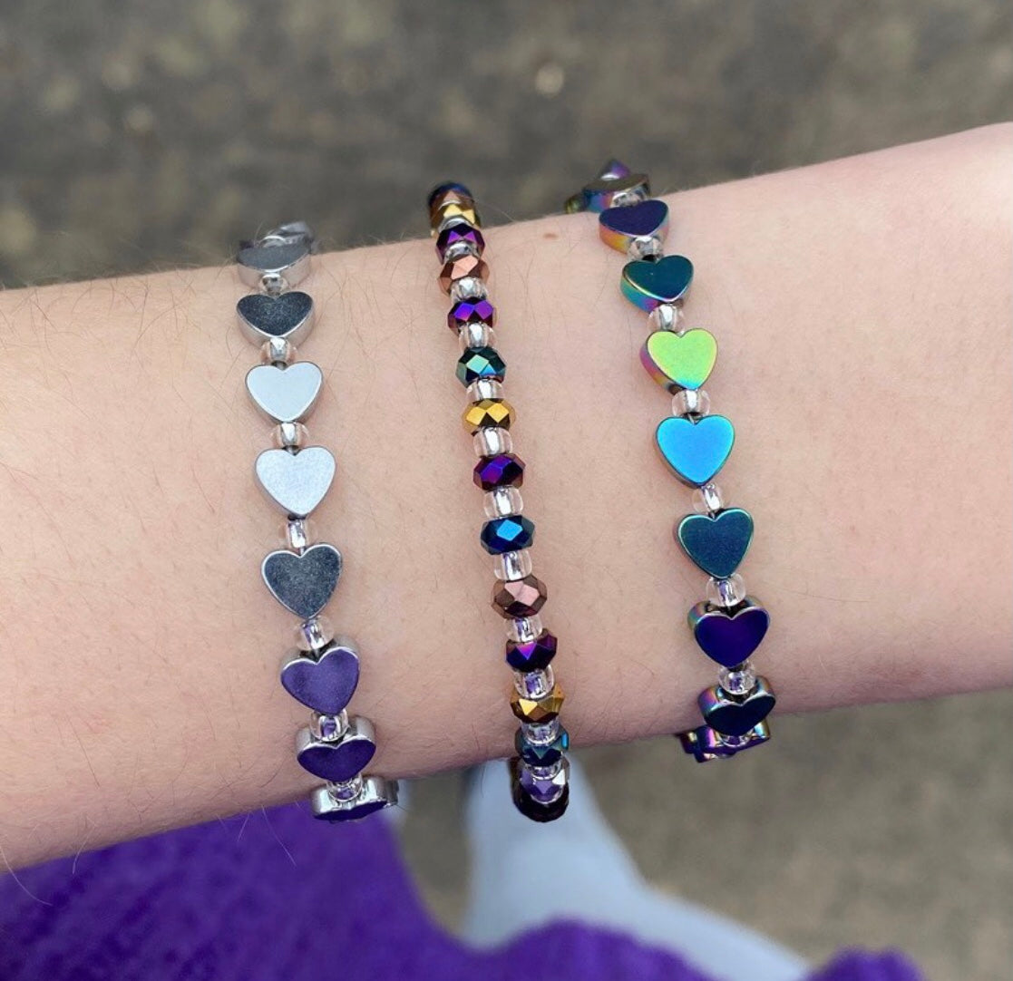 Carrie Elspeth Rainbow Haematite Hearts Bracelet