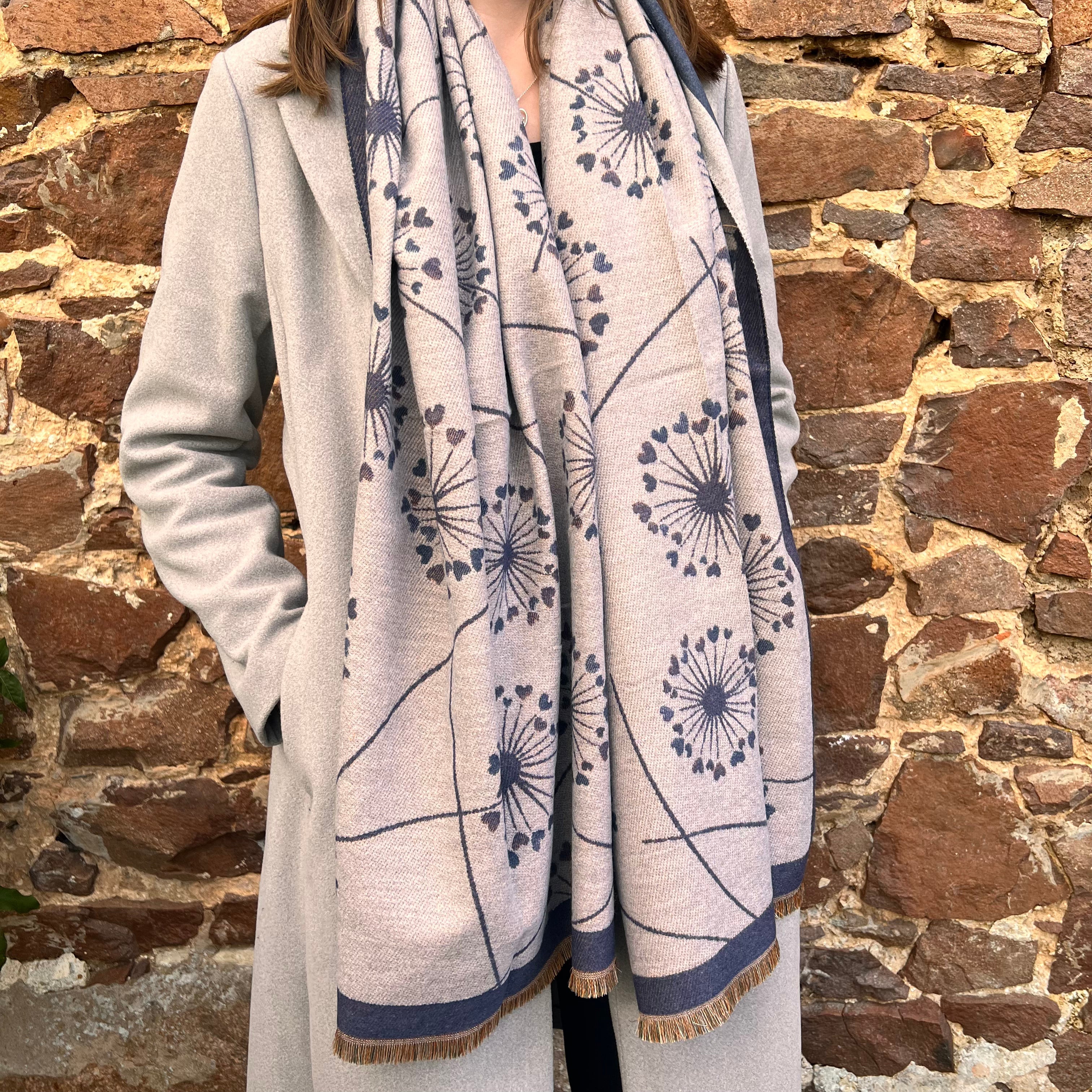 Rose Grey Dandelion Scarf