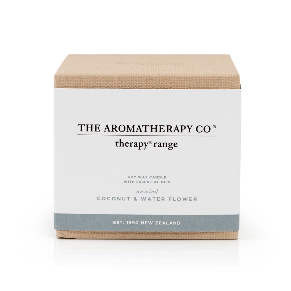 The Aromatherapy Co Unwind Therapy Coconut and Water Flower Candle
