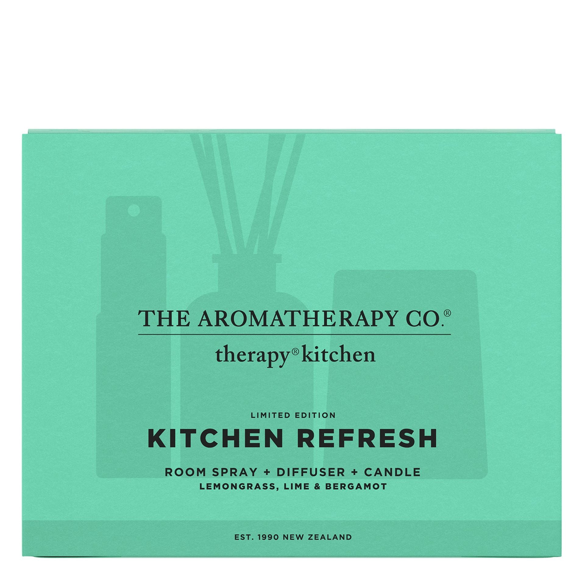 Aromatherapy Co Therapy Home Kitchen Refresh Trio Set- Lemongrass Lime & Bergamot Fragrance