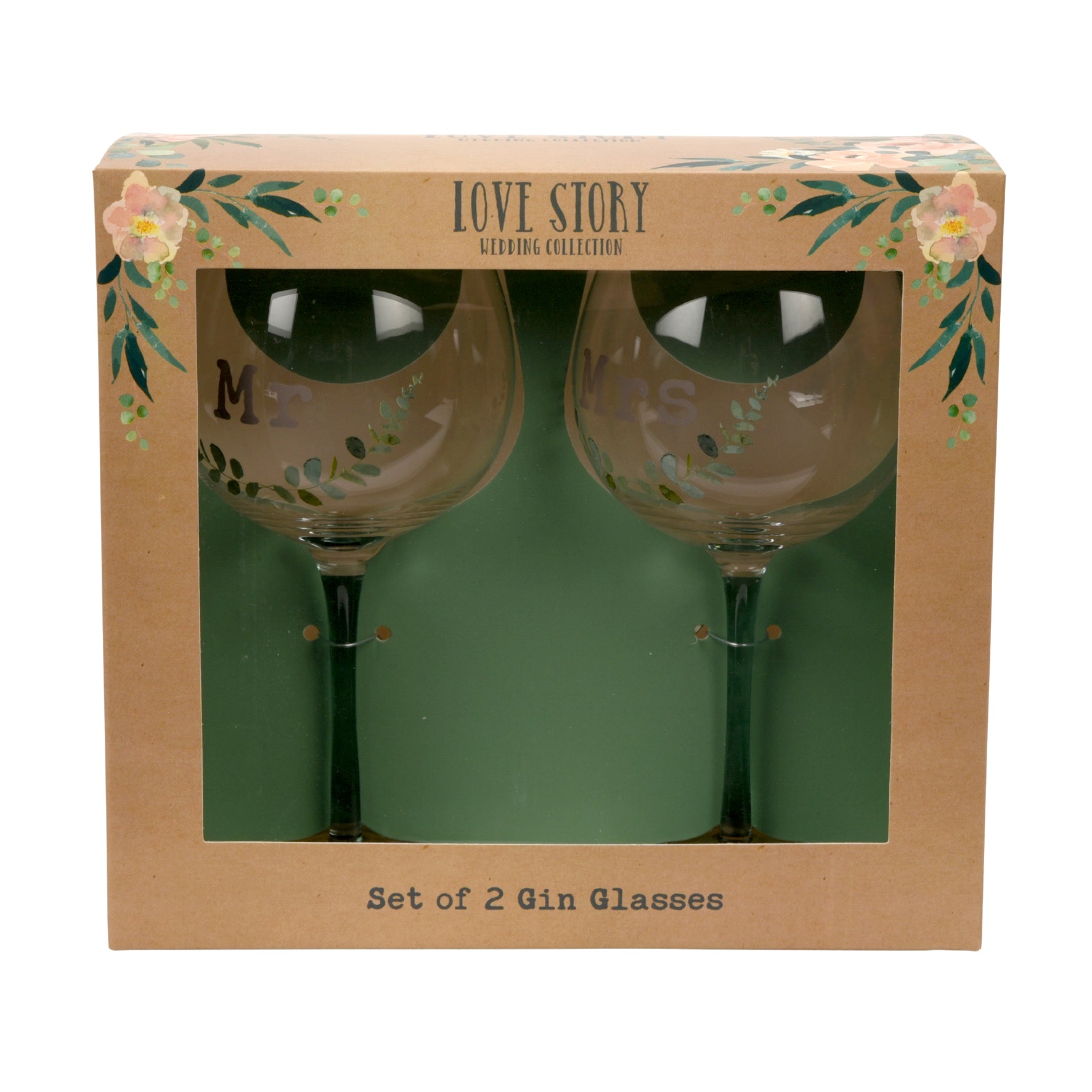 Love Story Mr And Mrs Gin Glasses