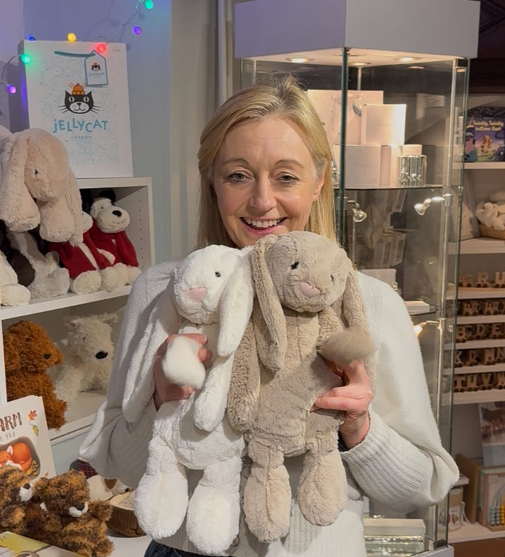 Jellycat Bashful Bunny and Baby Gifts on display at Narborough Hall