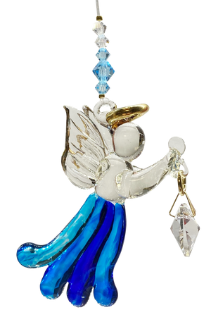 Angels in my Window Aquamarine Glass