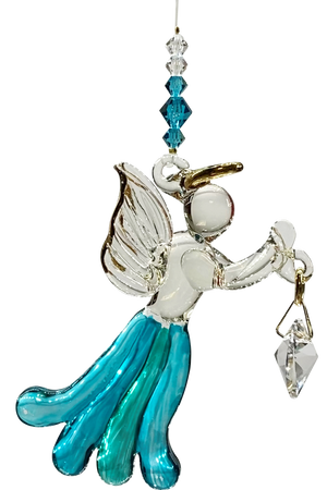 Angels in my Window Blue Zircon Glass