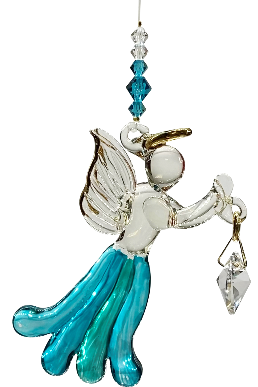 Angels in my Window Blue Zircon Glass