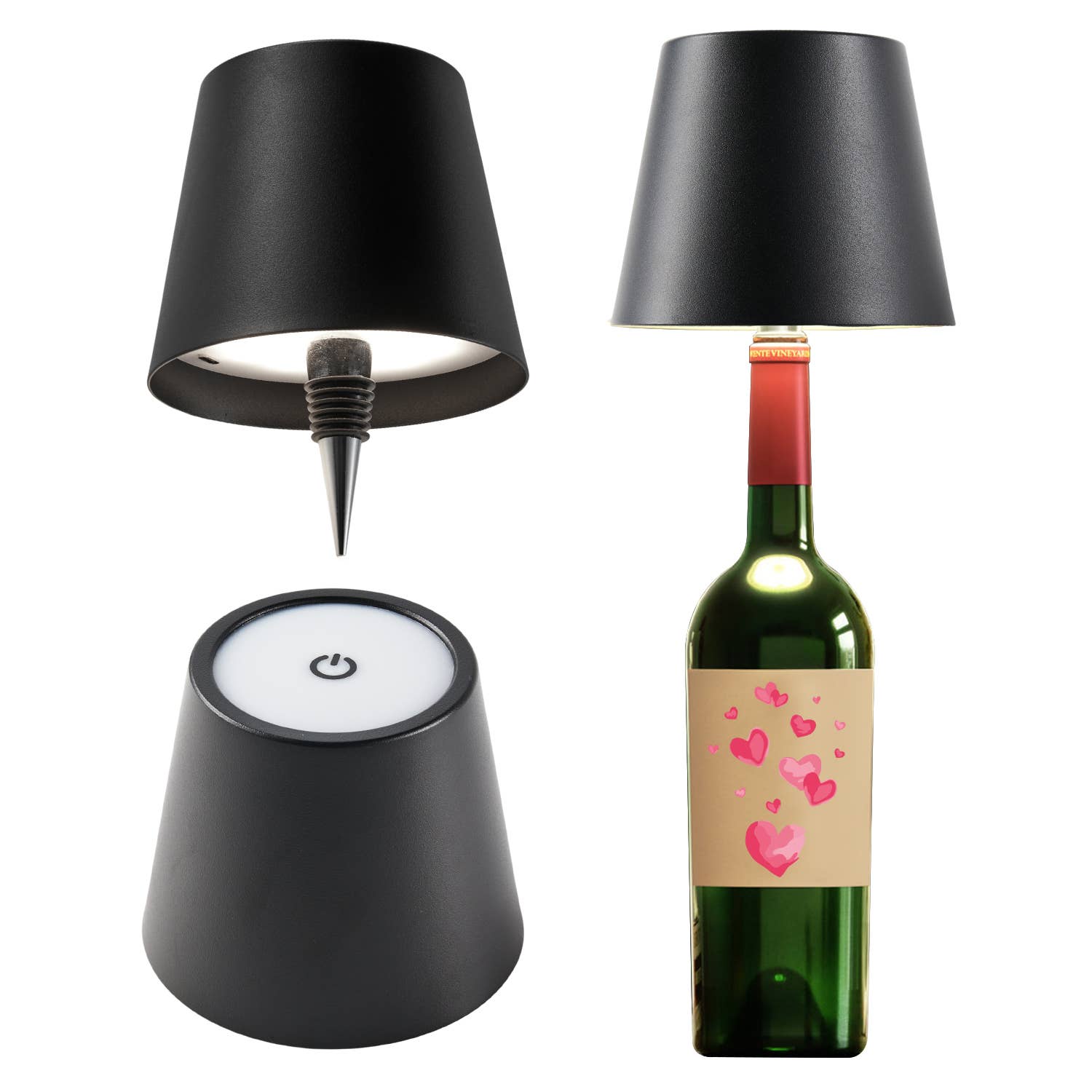 Cordless LED Table Lamp with Bottle Stopper: Cream